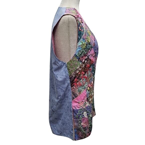 Beautiful Handmade Multicolor Open Front Patchwork Embroidered Cardigan Vest-L - Picture 2 of 10